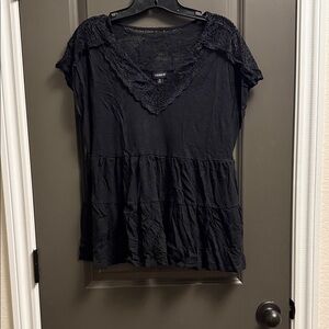 Torrid Black Lace V-Neck Blouse